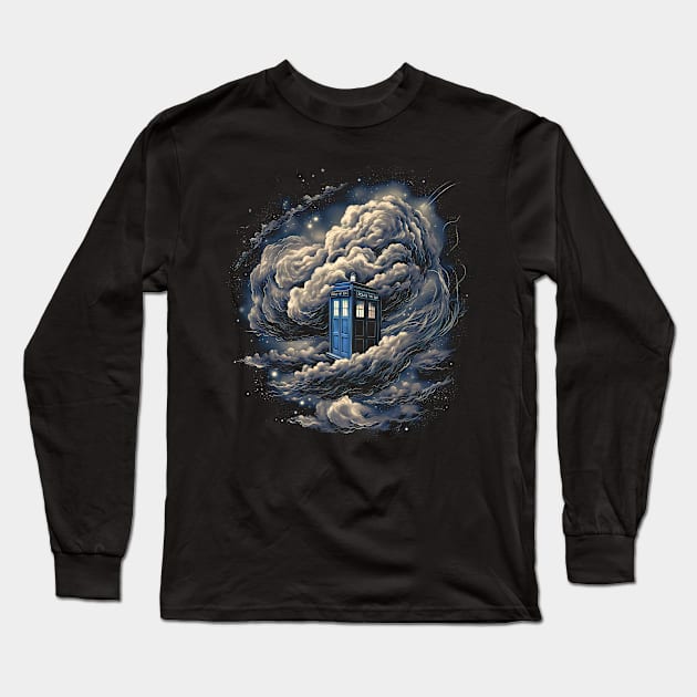 Tardis In The Clouds Long Sleeve T-Shirt by DesignedbyWizards